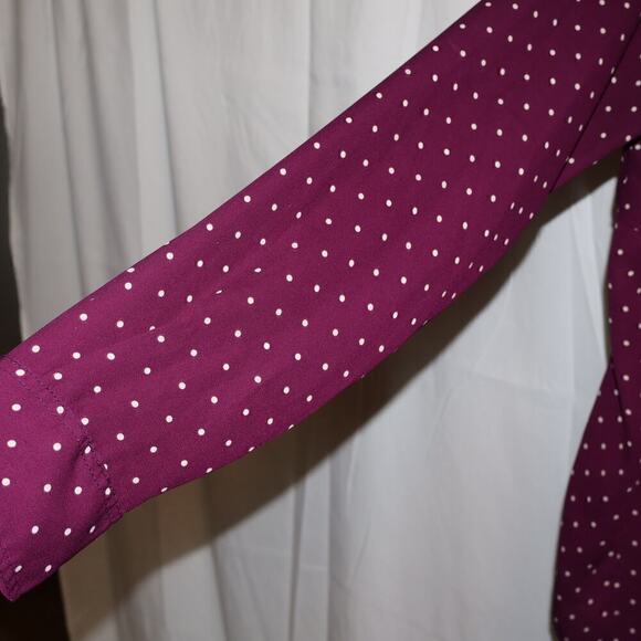 Stylus Button Up Blouse Women Size S Purple White Dot - Picture 6 of 16